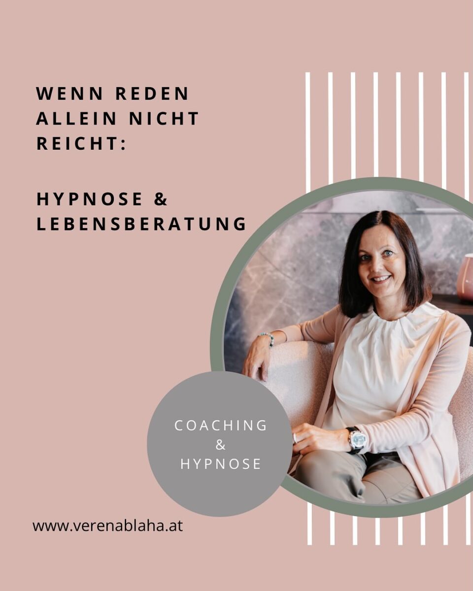 Verena wie arbeitest du eigentlich genau? 🤔 
Diese Frage lässt sich nicht mit einem Satz beantworten. 
Coaching + Hypnose = Deep Change 💡✨
Coaching hilft dir, bewusst Klarheit zu finden, Ziele zu setzen und ins Handeln zu kommen.
Hypnose geht tiefer – sie arbeitet direkt mit deinem Unterbewusstsein, löst Blockaden und unterstützt nachhaltige Veränderungen. 🧠💬
🔄 In Kombination wird’s kraftvoll:
✅ Schneller zum Kern
✅ Tiefere Transformation
✅ Klarheit im Kopf & Leichtigkeit im Herzen
Willst du mehr als nur reden – sondern wirklich verändern? 
Lass uns sprechen. 💬🌀
#CoachingUndHypnose #Veränderung #Mindset #HypnoseCoaching #Persönlichkeitsentwicklung #Unterbewusstsein #SelbstbewusstseinStärken #tiefenarbeit #BadLeonfelden #Lebensberatung